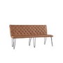 Large Tan Leather Corner Dining Bench with Back - Wickerman