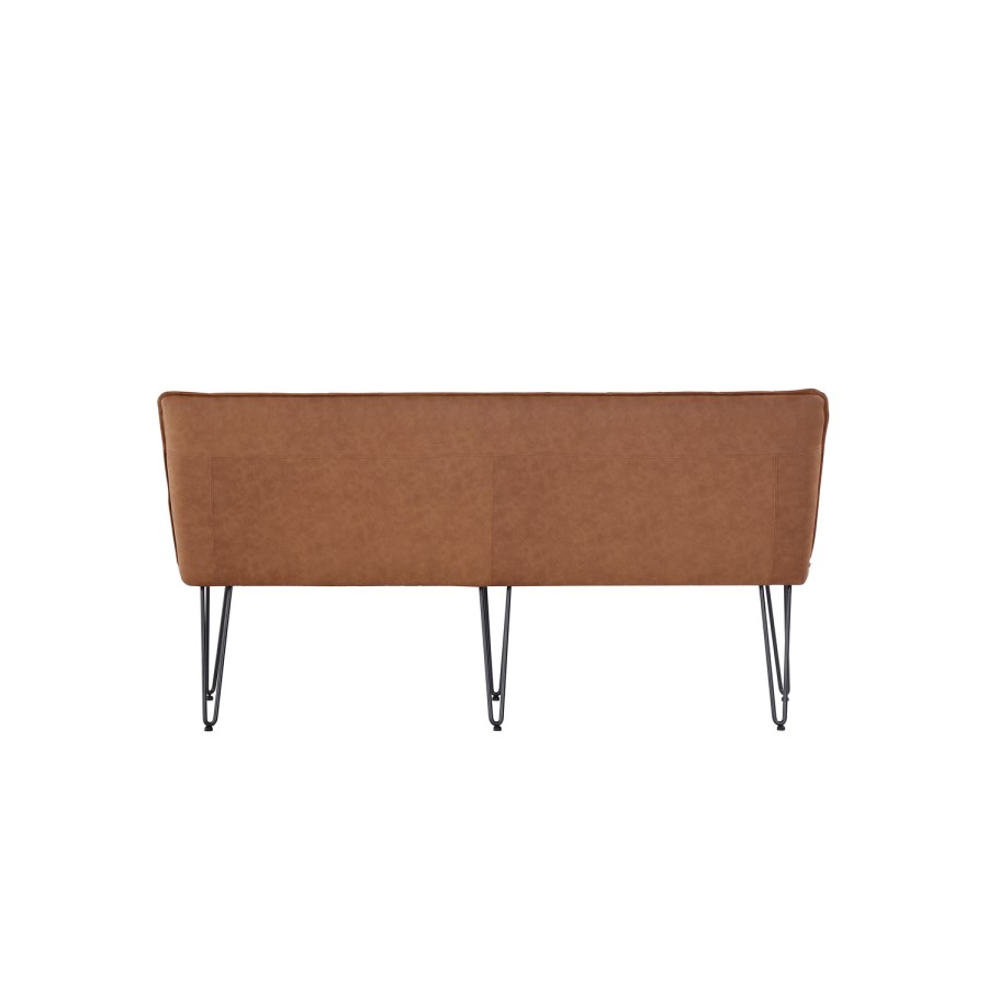 Large Tan Leather Corner Dining Bench with Back - Wickerman