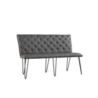Small Grey Dining Bench with Studded Back 