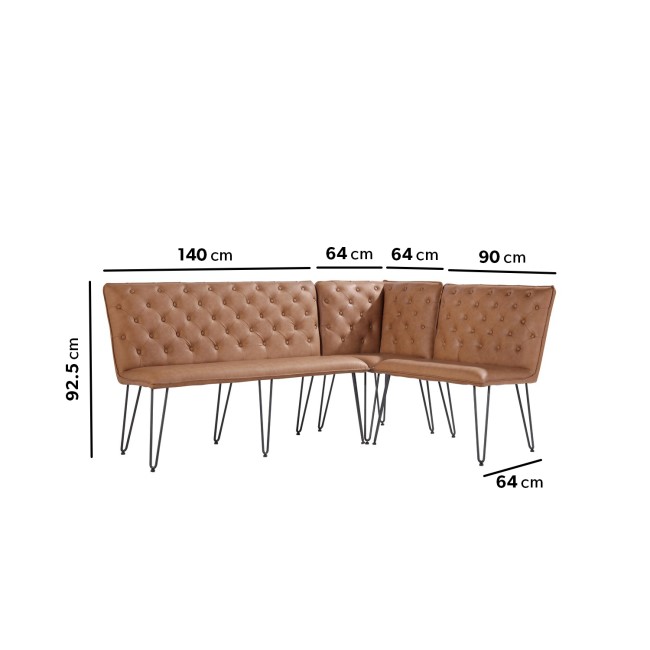 Tan Leather Corner Dining Bench with Back - Wickerman