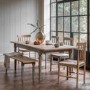 Oak Extendable Dining Table Set with 4 Oak Chairs & 1 Bench - Seats 6 - Eton