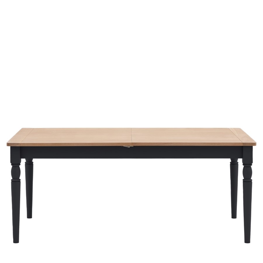 Navy Oak Extendable Dining Table Set with 4 Navy Oak Chairs & 1 Bench - Seats 6 - Eton