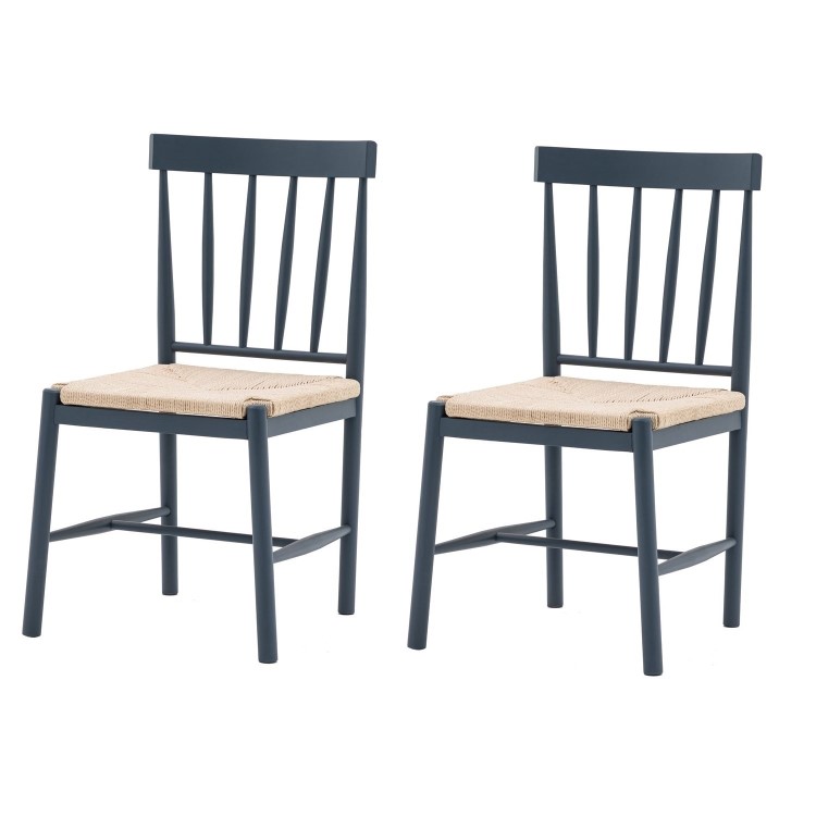 Navy Oak Extendable Dining Table Set with 4 Navy Oak Chairs & 1 Bench - Seats 6 - Eton