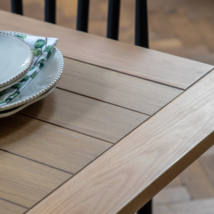 Navy Oak Trestle Dining Table Set with 2 Navy Oak Chairs & 1 Bench - Seats 4 - Eton