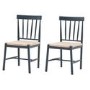 Navy Oak Trestle Dining Table Set with 2 Navy Oak Chairs & 1 Bench - Seats 4 - Eton