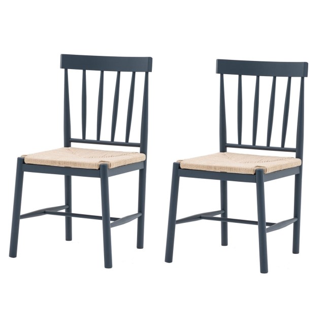 Navy Oak Trestle Dining Table Set with 2 Navy Oak Chairs & 1 Bench - Seats 4 - Eton