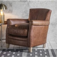 Brown Leather Accent Chair - Caspian House