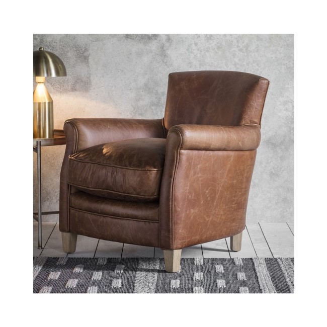 Brown Leather Accent Chair - Caspian House