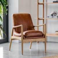 Carrera Accent Chair in Brown Leather - Caspian House