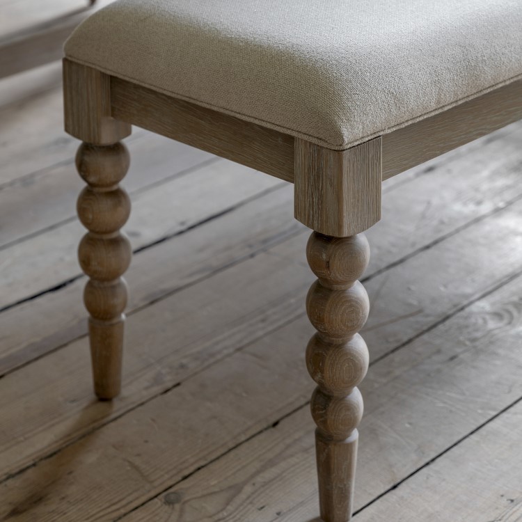 Large Limewash Oak Dining Bench with Bobbin Detail  -  145cm  -  Seats 2  -  Artisan  -   Caspian House