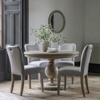 Round to Oval Extendable Pedestal Dining Table with 4 Dining Chairs - Vancouver - Caspian House