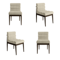 BUN/FRJ001/98578 Set of 4 Walnut and Beige Ribbed Upholstered Dining Chairs - Freja