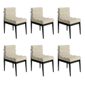 BUN/FRJ002/98585 Set of 6 Black and Beige Ribbed Upholstered Dining Chairs - Freja