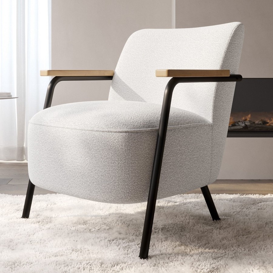 Cream Boucle Scandi Accent Chair - Freya