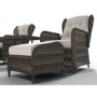 GRADE A1 - Reclining Rattan Garden Lounger Set in Brown with Table & Footstools - Aspen Range