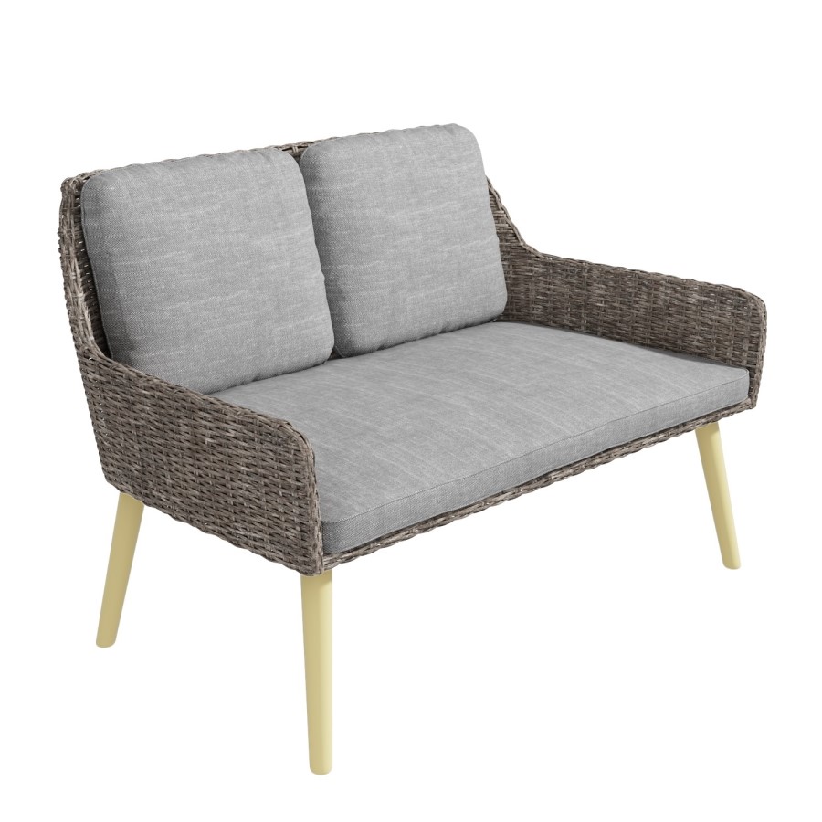 4 Piece Conservatory Furniture Set in Rattan with Grey Cushions - Aspen