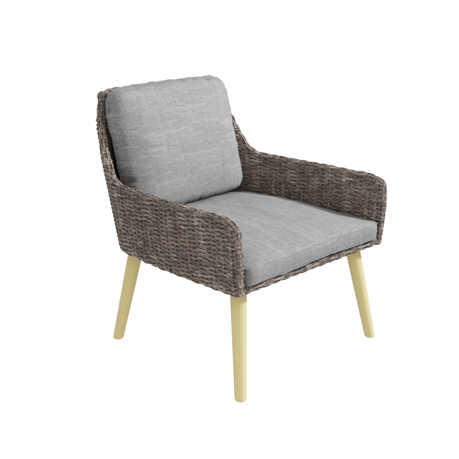 4 Piece Conservatory Furniture Set in Rattan with Grey Cushions - Aspen