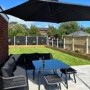 Black Rope Effect Corner Sofa Set with Matching Stools and Parasol