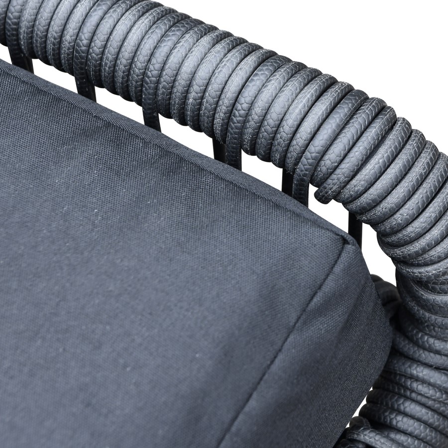 Black Rope Effect Corner Sofa Set with Matching Stools and Parasol