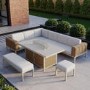 Thick Round Rattan Corner Garden Sofa Set With Fire Pit and Benches
