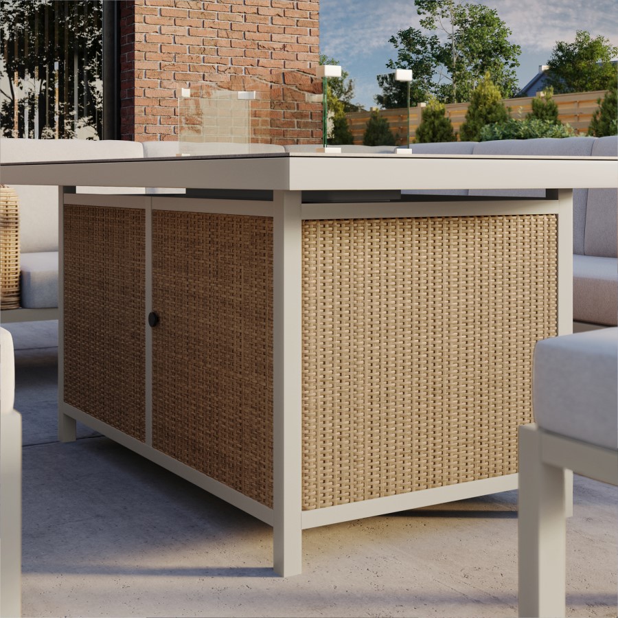 Thick Round Rattan Corner Garden Sofa Set With Fire Pit and Benches