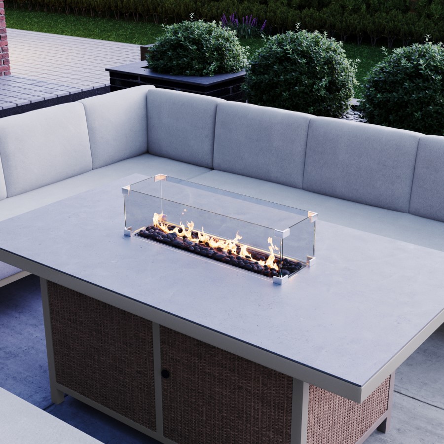 Thick Round Rattan Corner Garden Sofa Set With Fire Pit and Benches