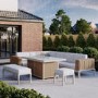 Thick Round Rattan Corner Garden Sofa Set With Fire Pit and Benches