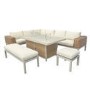 Thick Round Rattan Corner Garden Sofa Set With Fire Pit and Benches