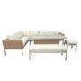 Thick Round Rattan Corner Garden Sofa Set With Fire Pit and Benches