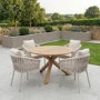 4 Seater Round Outdoor Dining Table in Real Teak with Rope Chairs