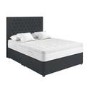 Dark Grey Fabric Double Divan Bed with Chesterfield Headboard - Langston