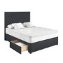 Dark Grey Fabric Double Divan Bed with 2 Drawers and Chesterfield Headboard - Langston