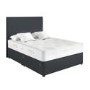 Dark Grey Fabric Single Divan Bed with 2 Drawers and Plain Headboard - Langston