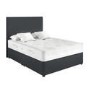Dark Grey Fabric Small Double Divan Bed with Plain Headboard - Langston