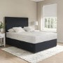 Dark Grey Fabric Small Double Divan Bed with 2 Drawers and Plain Headboard - Langston