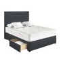 Dark Grey Fabric Small Double Divan Bed with 2 Drawers and Plain Headboard - Langston