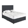 Dark Grey Fabric Small Double Divan Bed with 2 Drawers and Plain Headboard - Langston
