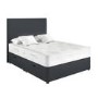 Dark Grey Fabric Double Divan Ottoman Bed with Plain Headboard - Langston