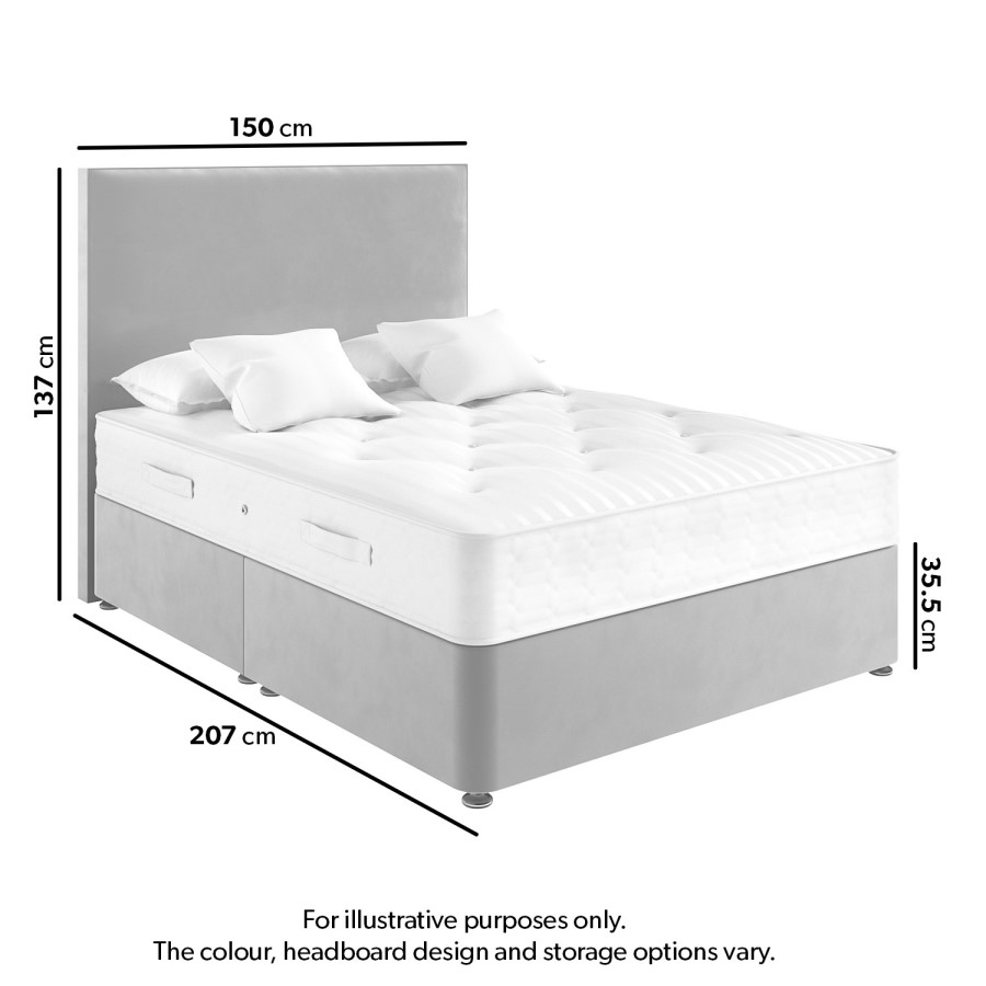 Dark Grey Fabric King Size Divan Bed with 2 Drawers and Vertical Stripe Headboard - Langston
