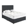 Dark Grey Fabric King Size Divan Ottoman Bed with Vertical Stripe Headboard - Langston