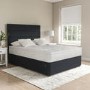 Dark Grey Fabric Single Divan Bed with 2 Drawers and Horizontal Stripe Headboard - Langston