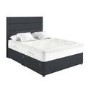 Dark Grey Fabric Single Divan Bed with 2 Drawers and Horizontal Stripe Headboard - Langston