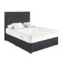 Dark Grey Fabric Super King Divan Ottoman Bed with Horizontal Stripe Headboard - Langston