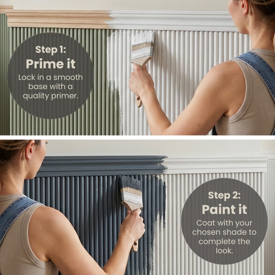 Pack of 4 Paintable Mini Fluted Wall Panels - 120cm x 60cm – Delamere