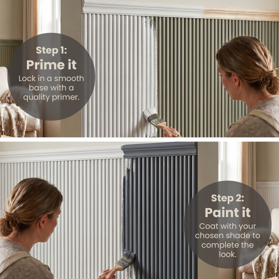 Pack of 3 Paintable Fluted Wall Panel - 120cm x 60cm - Delamere