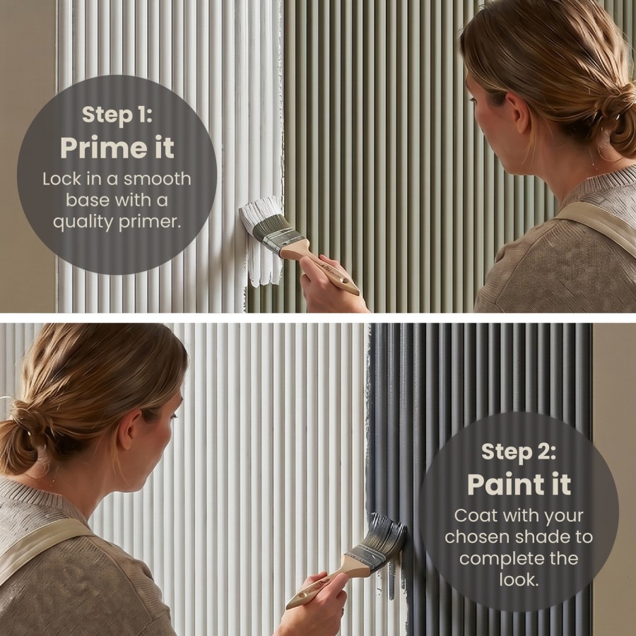 Pack of 3 Paintable Fluted Wall Panel - 240cm x 60cm - Delamere