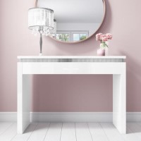 Gabriella White High Gloss Console Table with Diamante Trim Gabriella White High Gloss Console Table with Diamante Trim