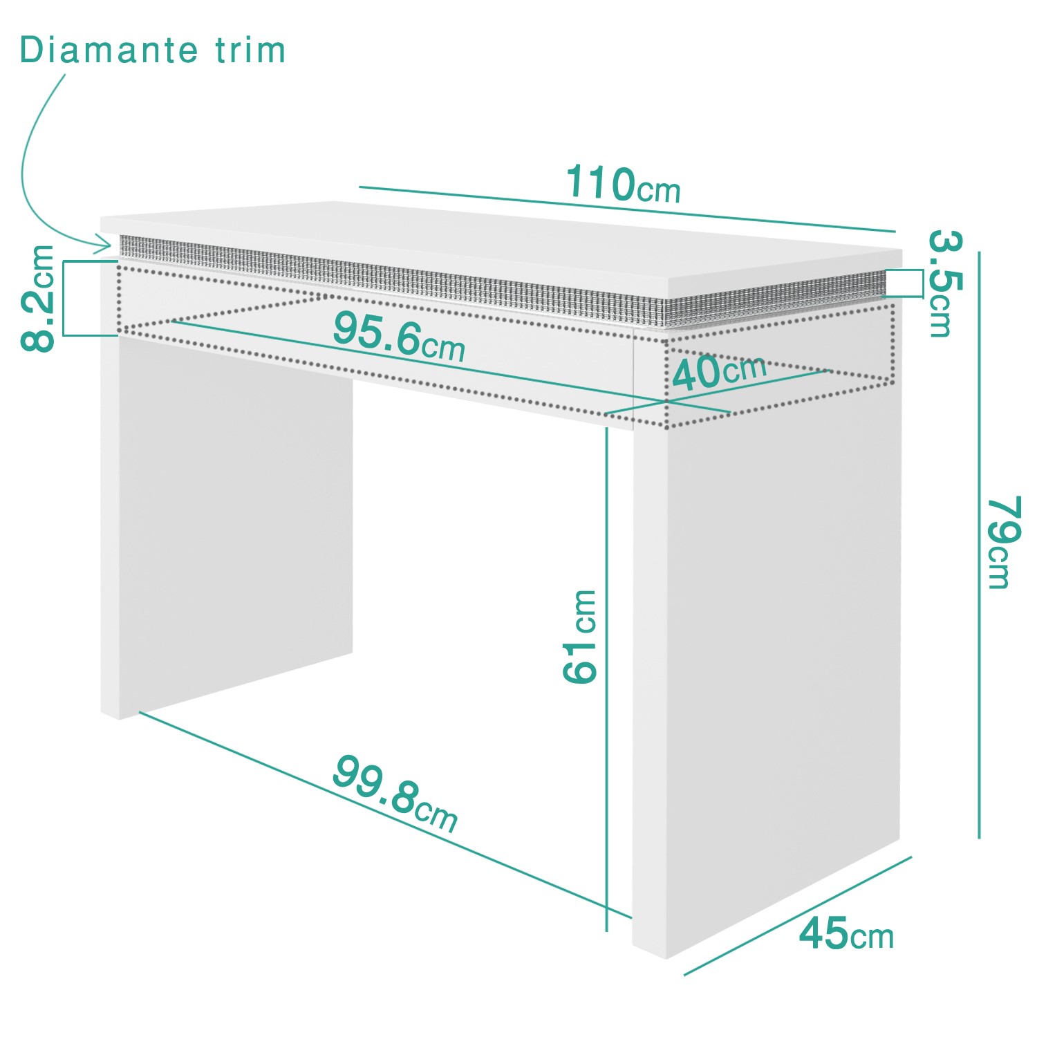 Gabriella White Gloss Dressing Table With Diamante Trim Furniture123 Gabriella White Gloss Dressing Table With Diamante Trim Furniture123