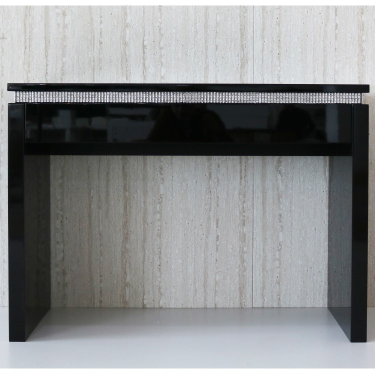 Gabriella Black High Gloss Console Table with Diamante Trim 