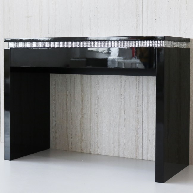 Gabriella Black High Gloss Dressing Table with Diamante Trim